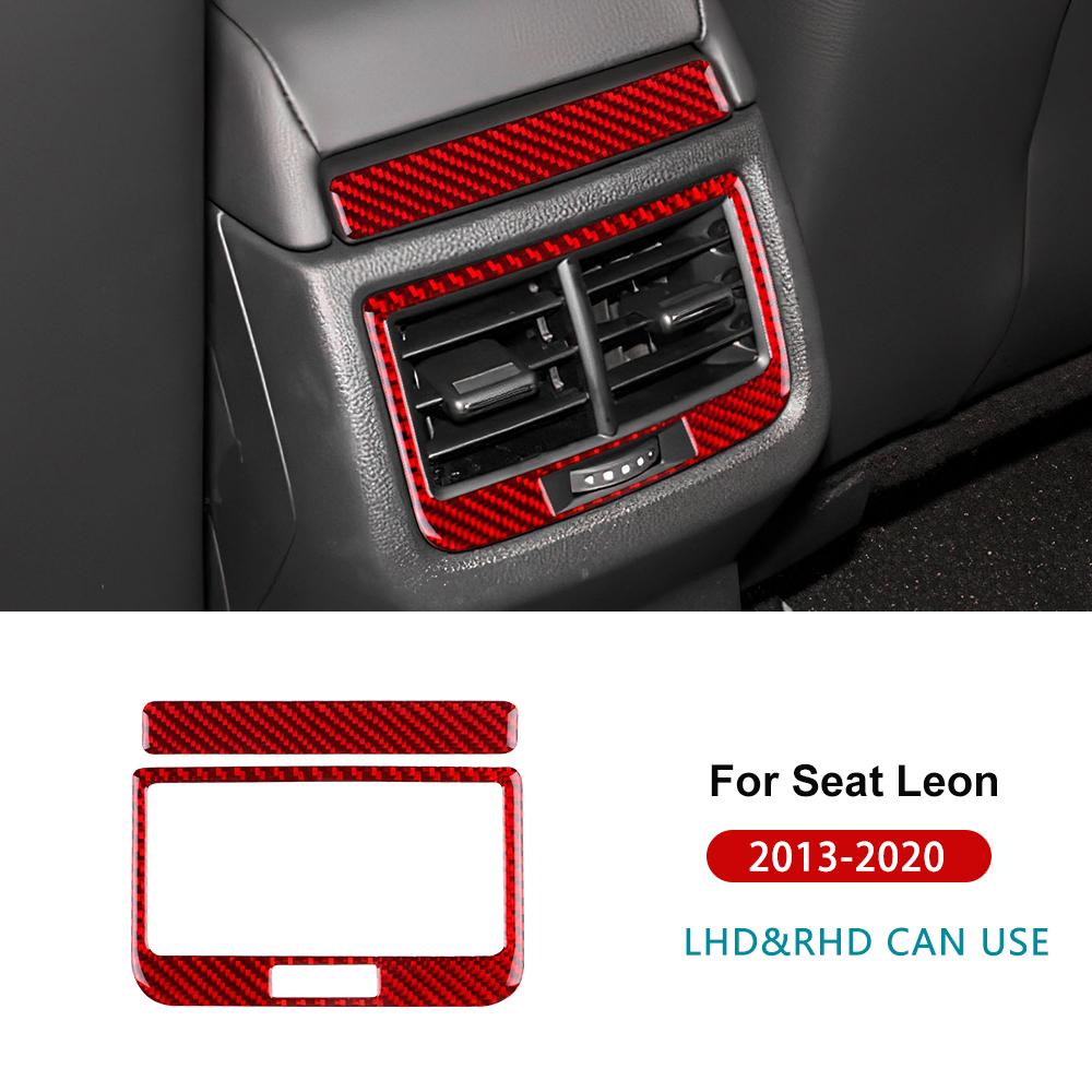 Pour Seat Leon MK3 2013 2014 2015 2016 2017 2018 2019 2020 Voiture Cadre de Garniture de Sortie d'Air Arrière Autocollant en Véritable Fibre de Carbone Souple LHD RHD