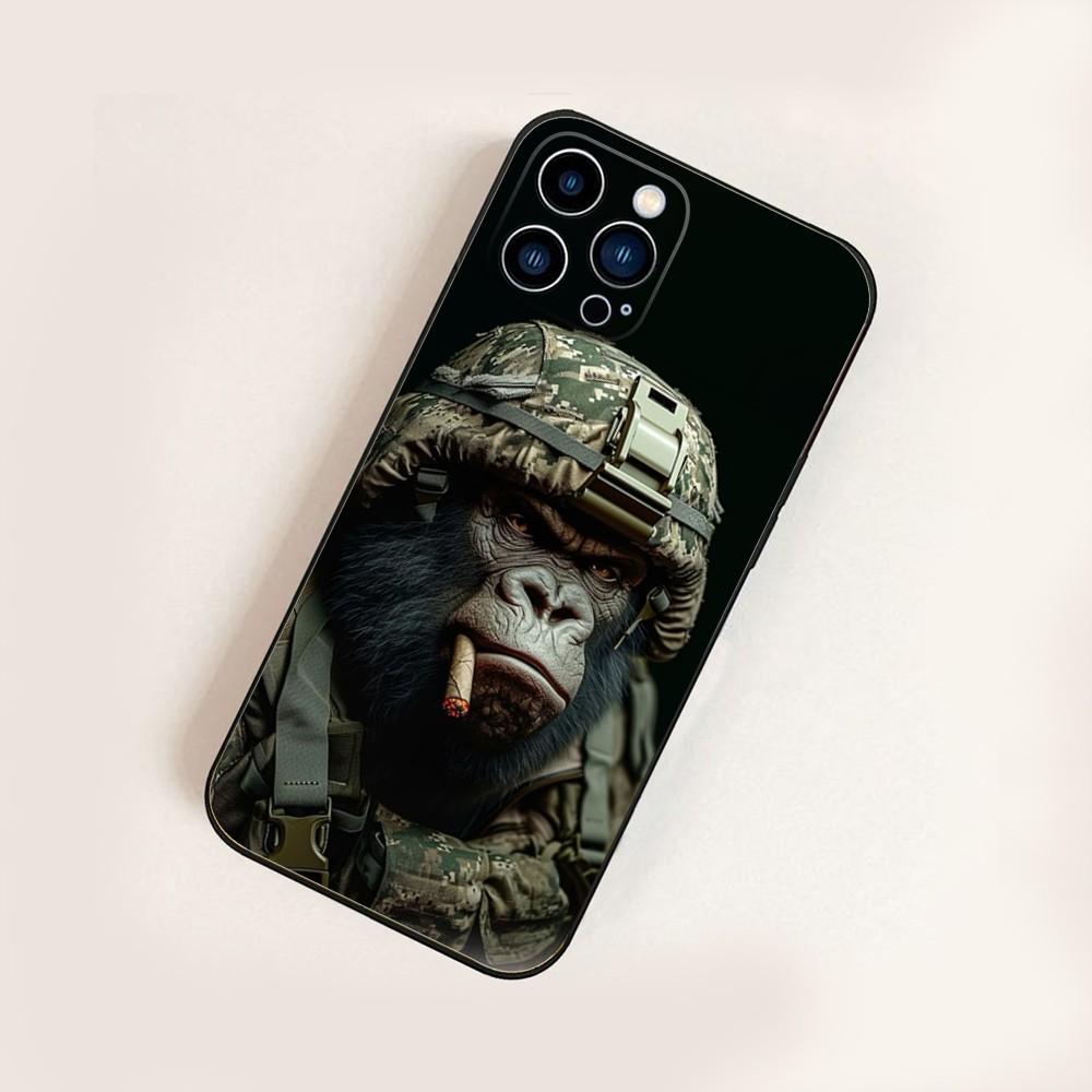 Gorilla Art Design  Phone Case For iPhone16,15,14,13,12 Mini 11 Pro XR,X,XS,MAX 7,8 Plus Silicone Cover Soft Black