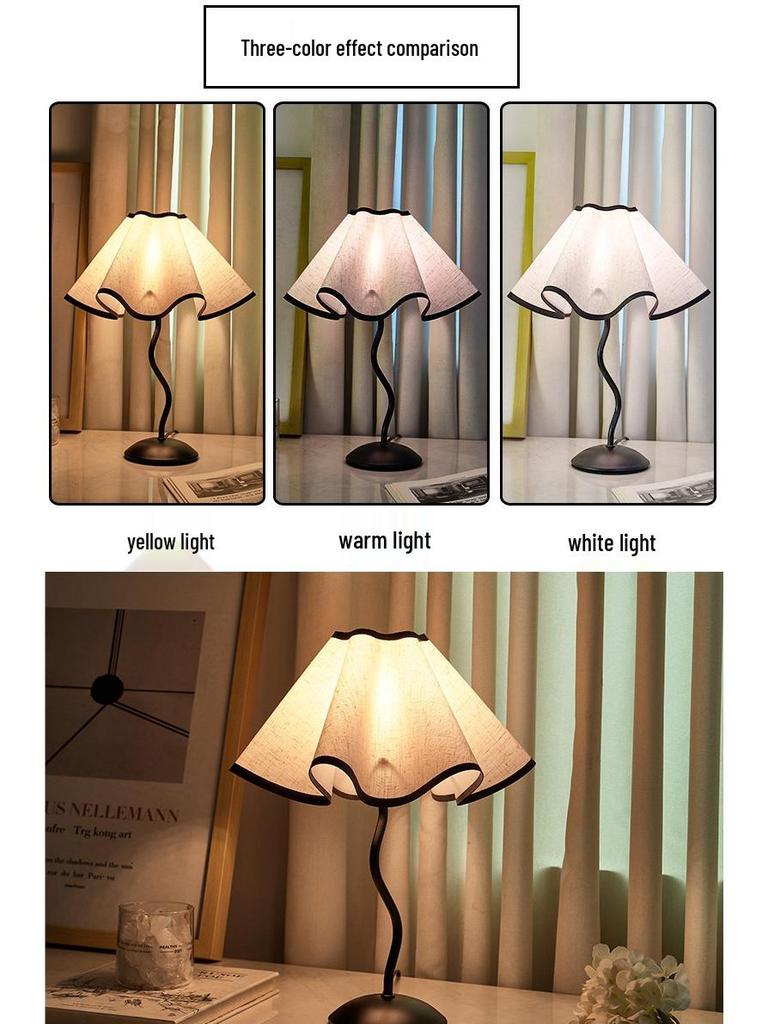 Girly Heart Skirt Table Lamp: Mid-Century LED Night Light for Bedroom and Study.