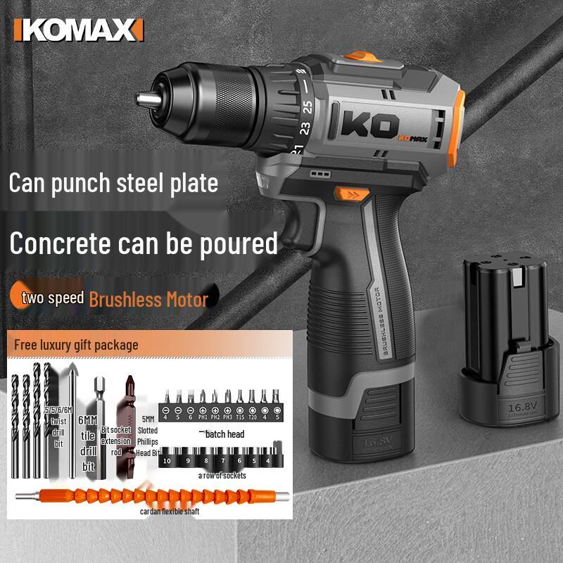 KOMAIS Kit Trapano e Avvitatore Senza Fili Brushless Spina CN (adattatore incluso)