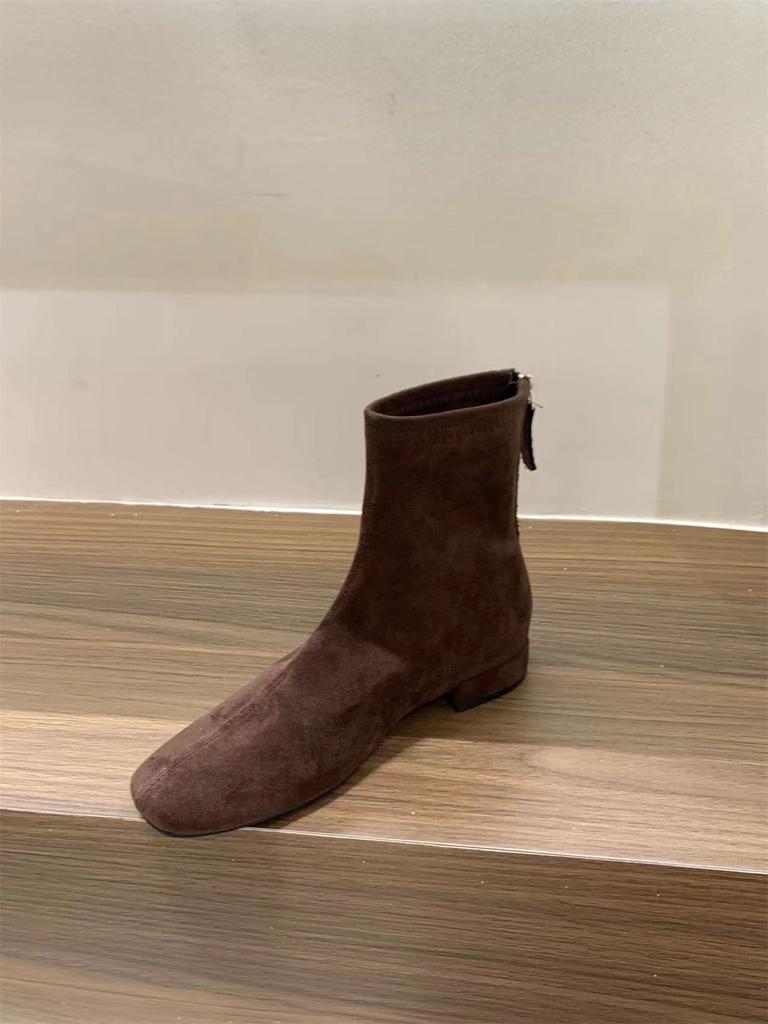 Short Boots Women's Spring and Autumn Single Boots 2025 New Versatile Simple Thick Heel Martin Boots Suede Korean Small Ankle Boots Thin Boots