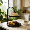 Space Saving Serving Tray Stand Double Layer Two Tier Holder Key Storage Rack  Kitchen Table