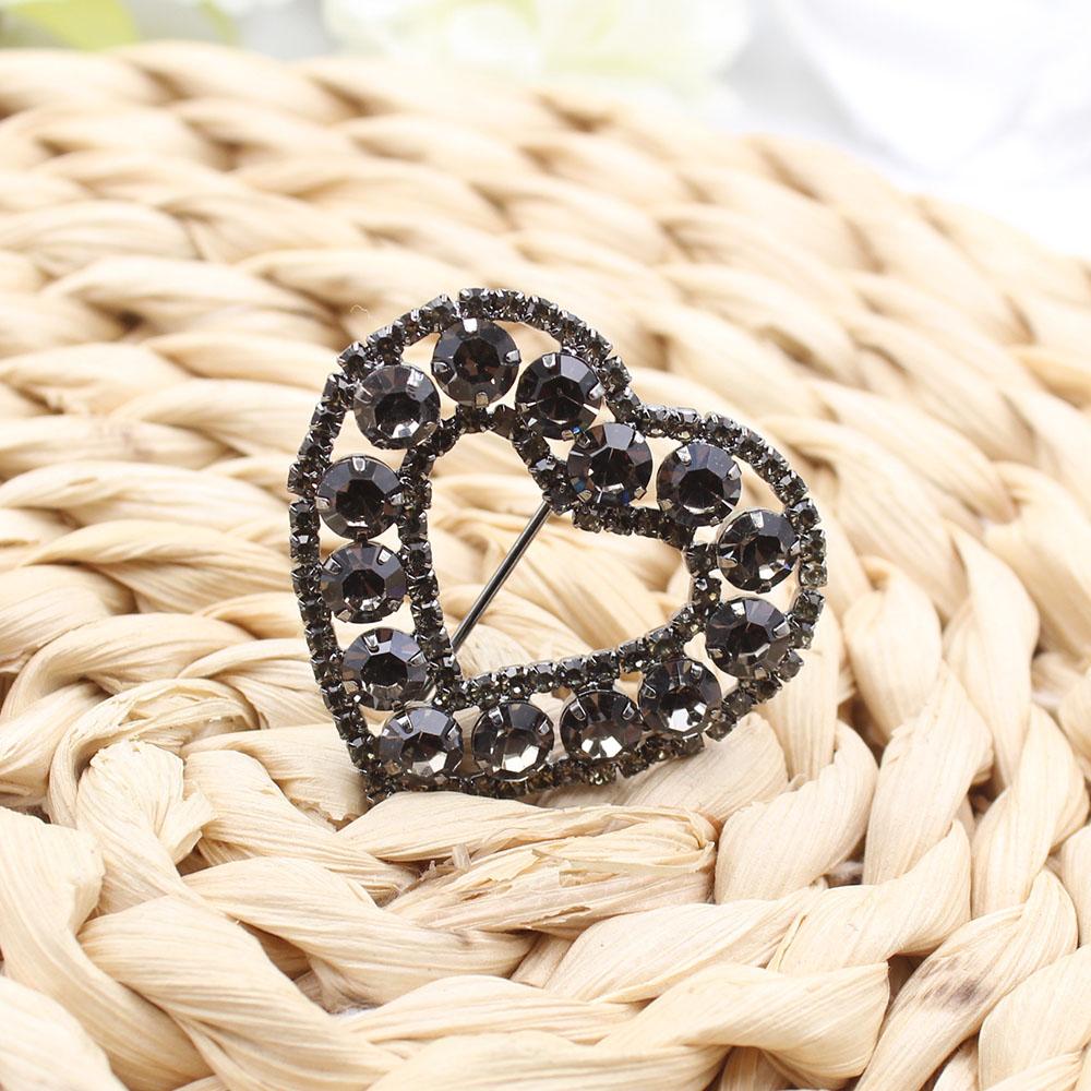 Versatile 2 Pieces/batch 35 * 40MM Sparkling Peach Heart Rhinestone Buckle Crystal Decoration Wedding Scarf and Shoe Belt Buckle