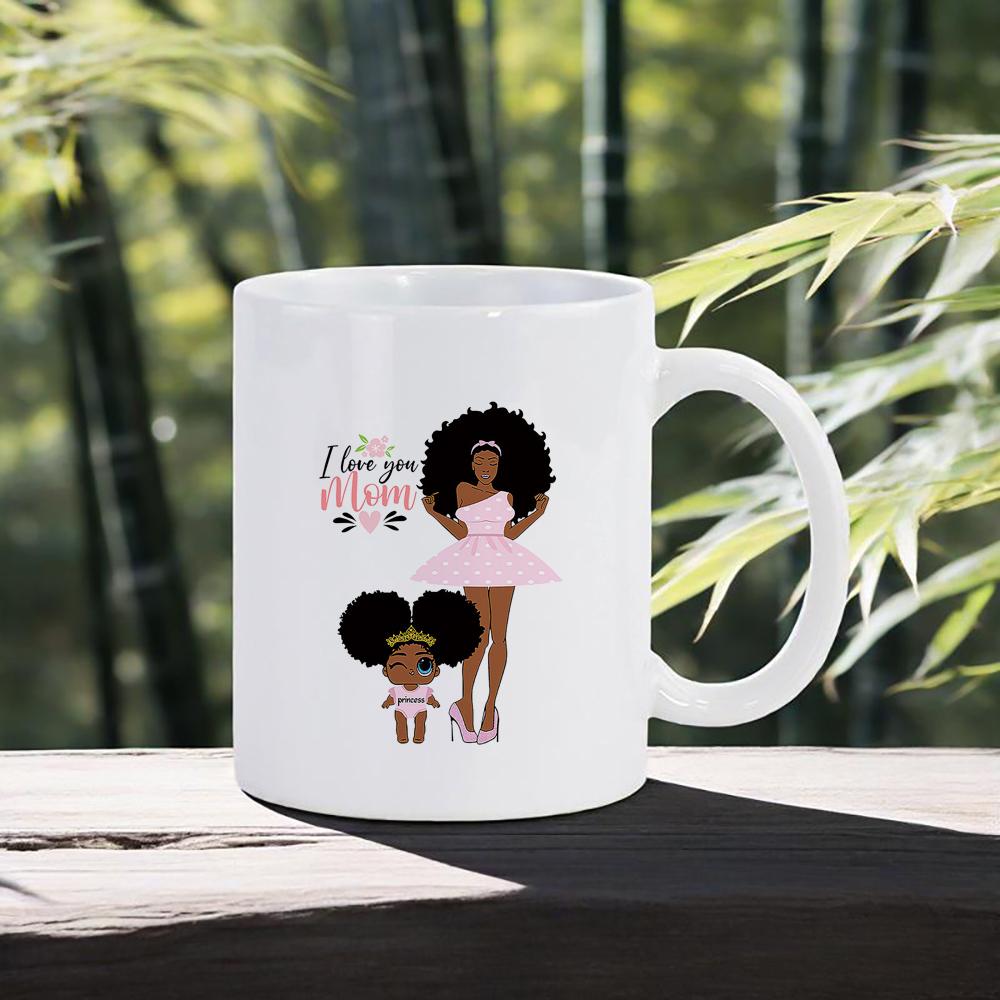 Mother's Day Coffee Mug Love You Mom Ceramic Mug Floral Pattern Water Cup for Mum Cozy Present for Mother Daily Use Unusual Mugs