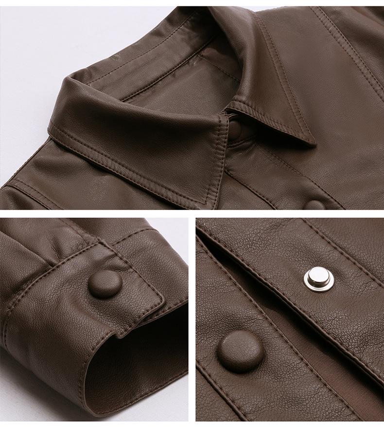 2025 Spring Women's Casual Leather Jacket - Loose, Versatile Lapel Design ZH1163