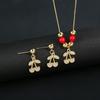2pcs 22 Style Fashion Fruit Cherry Zircon Crystal Jewelry Set Earrings Necklace  For Women Female New Trend Party Jewelry Gift