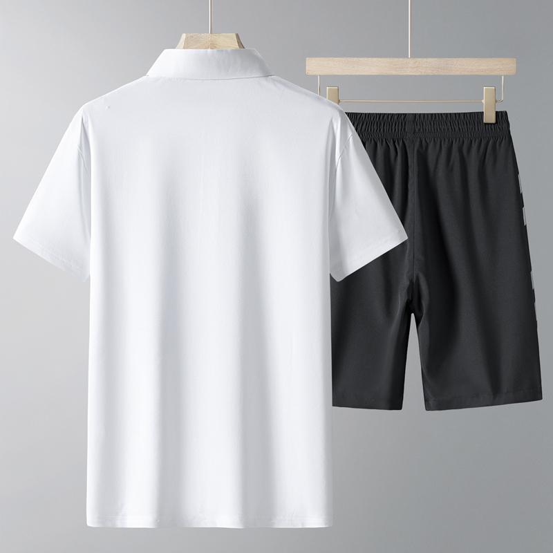 Middle Aged And Elderly Sports Suit Men's Casual Ice Silk Short Sleeved Men's Two-piece Set