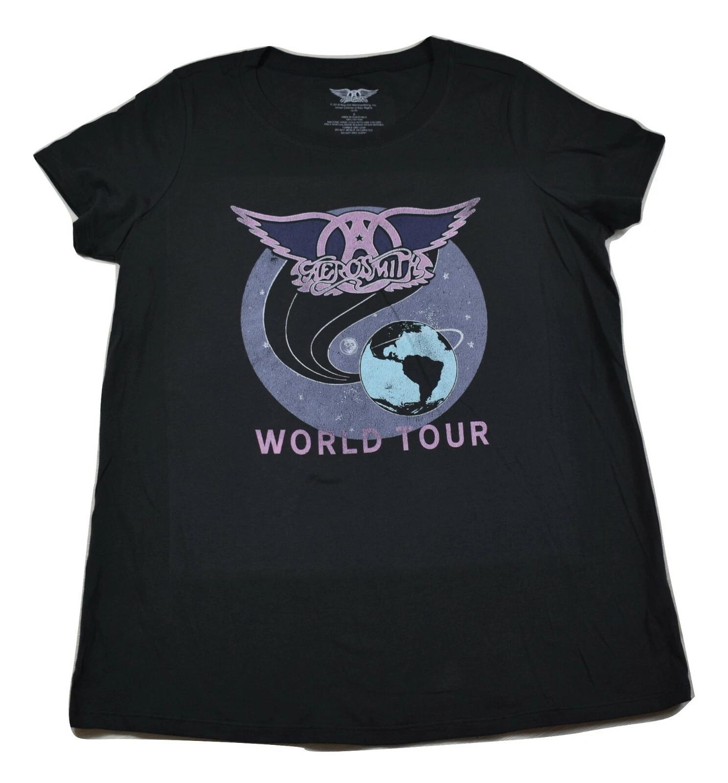 Aerosmith Womens Plus Size Aerosmith World Tour Charcoal Shirt New 0, 1, 2 4XL