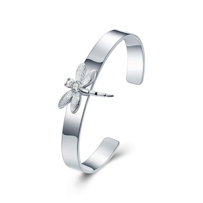 925 Sterling Silver Stylish Simple Dragonfly Bracelet Birthday Party Anniversary Gift Daily Wear серебряный