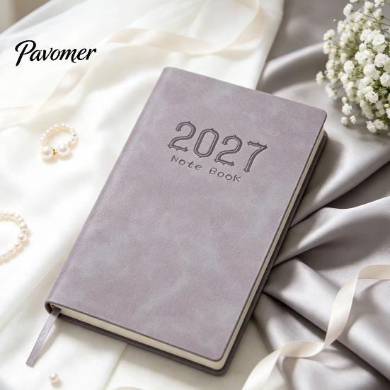 Gift for Students Professionals 2027 A6 Weekly Planner, 365 Day English Schedule Pocket Notebook Compact Travel Diary with Ribbon Bookmark,