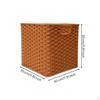 Basketweave Storage Basket Square with Handles Rustic Organizer Bin for Closet, Living Room,
