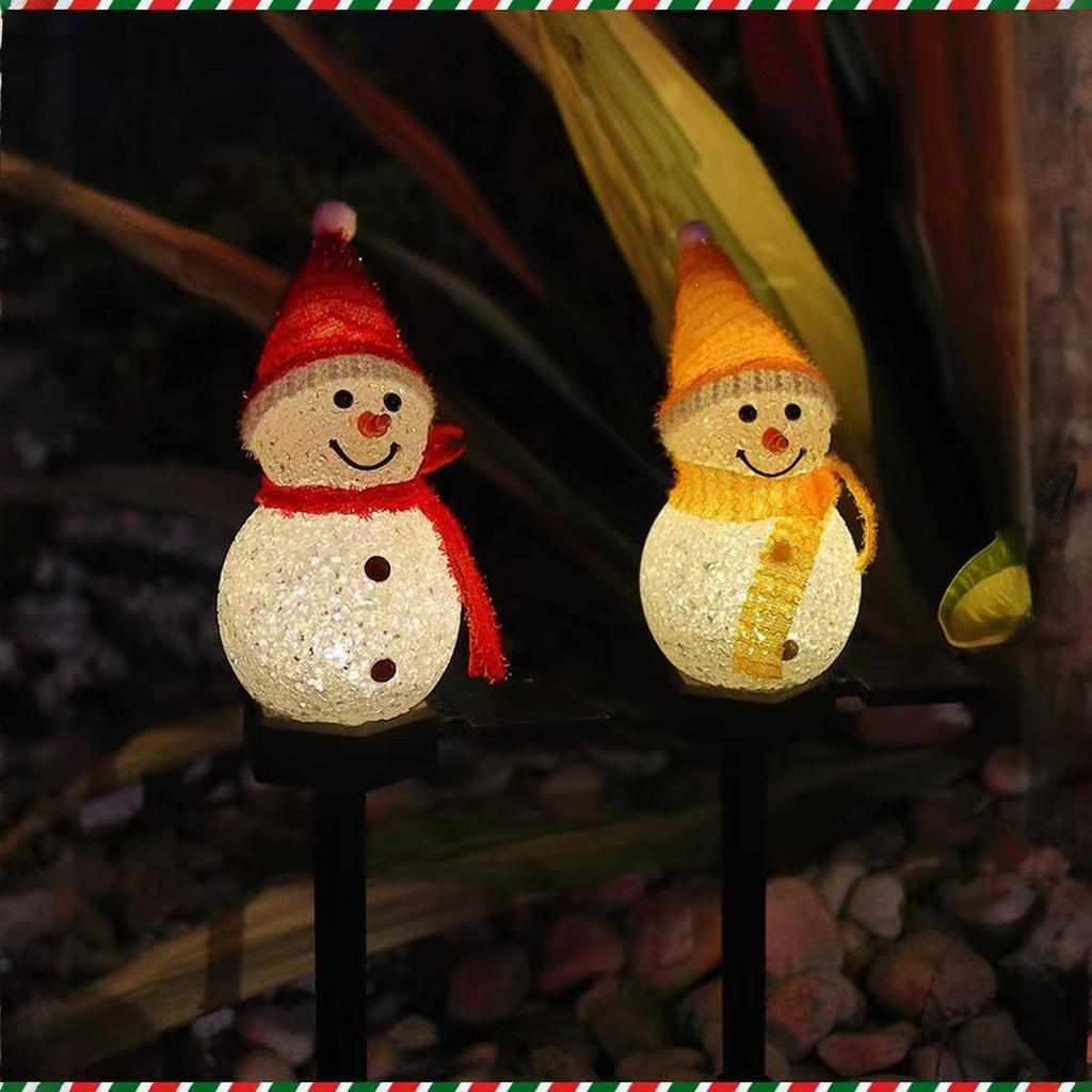 One/Two Outdoor Christmas Snowman Solar Lights, Colorful or Warm Cute Garden Decorations, Plastic Home Holiday Ornaments