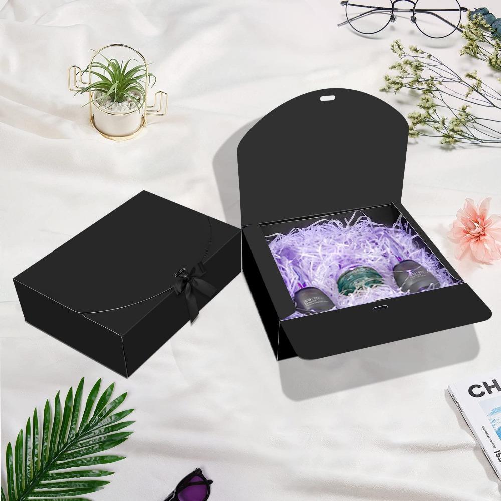8 cajas de regalo negras con cintas, cajas para propuesta de dama de honor con tapas, cajas cuadradas de lujo para obsequios, cajas de embalaje para regalos, bodas, cumpleaños.
