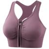 Women Shockproof Gathered Yoga Running Bra Hollow Beautiful Back Front Zipper Sports Underwear Seamless Solid Color Sport Brassiere