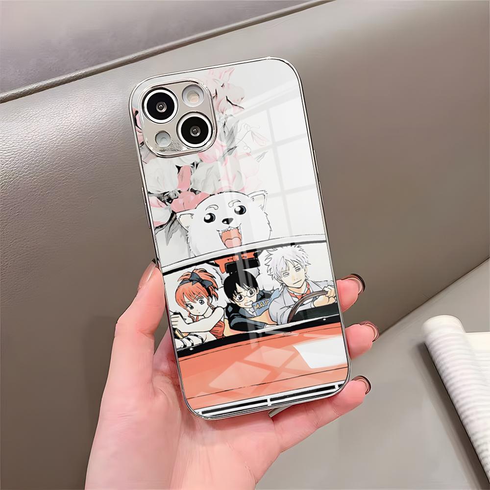 Anime G-Gintama Phone Case For IPhone 17 Pro Max 15 Pro 16 14 Plus 12 13 Mini 11 Pro Shockproof Electroplated Glass Cover iPhone Air