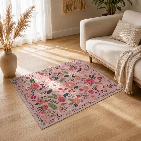 Tappeto d'ingresso floreale, Zerbino colorato con fiori retrò, Tappeto lavabile antiscivolo per porta d'ingresso, soggiorno, camera da letto, bagno
