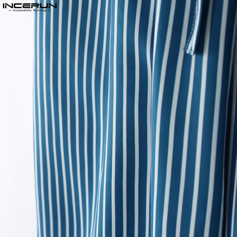 INCERUN Pantaloni Lungi Drepți Casual cu Șnur și Talie Elastică cu Gradient pentru Bărbați