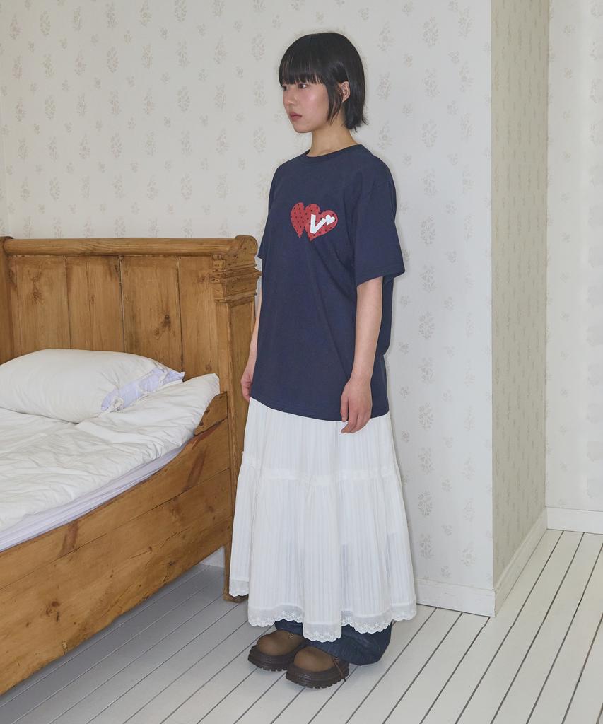 VIDEO JOCKEY Double Heart T-Shirt [Navy]