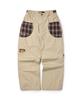 Lujeoseukeulleob Check Patch Wide Cotton Pants Beige