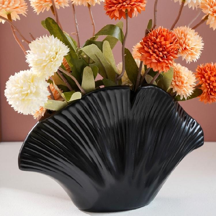 Modern Resin Art Flower Vases Coastal Clam Shell Shape Decorative Vases for Aesthetic Living Room Centerpieces Decors