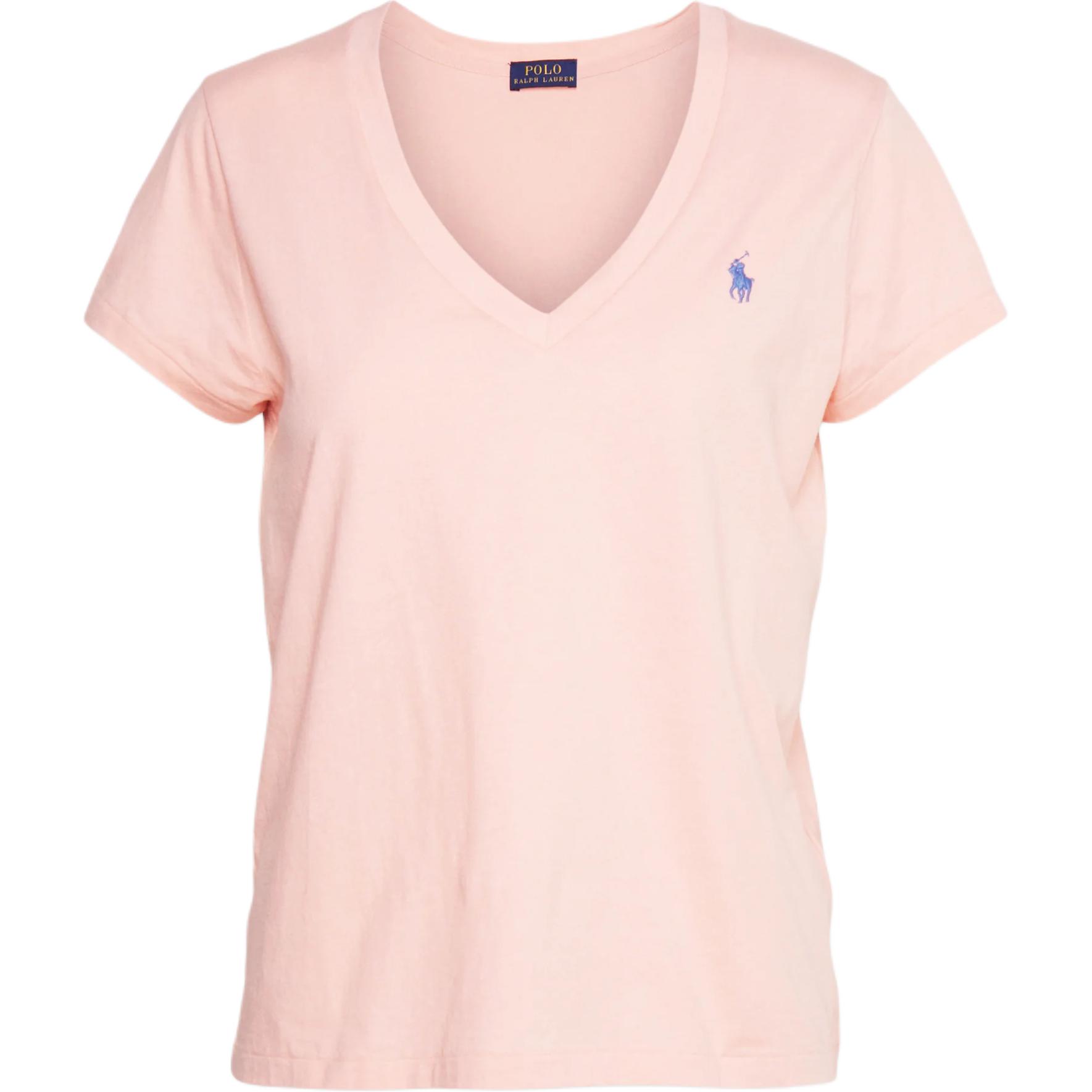 

Polo Ralph Lauren Logo Pattern V-Neck Short Sleeve T-Shirt Women Tops Pink PO221D0FI-G11 L