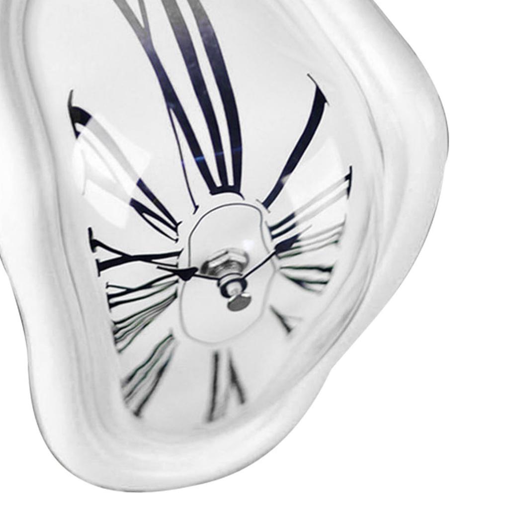 Melting Clock Plastic Retro Decorative Electroplated Metal Paint Desk Table Clock for Office White