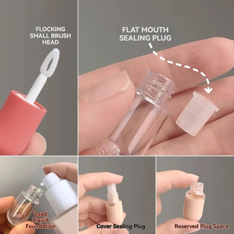 Confezione da 2 Mini Flaconi Dosatori per Fondotinta e Siero da Viaggio con Pennello - Contenitore Cosmetico Portatile a Prova di Perdita
