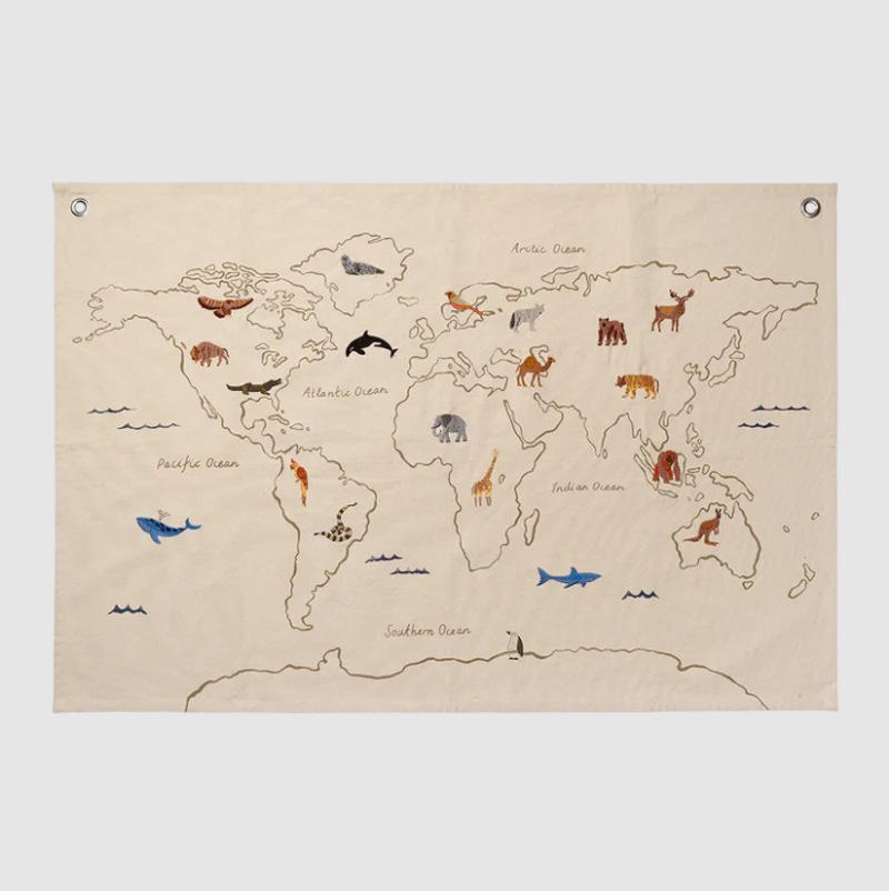 Nordic Animal Embroidery Canvas Tapestry - Children's Room Decor & Photography Props