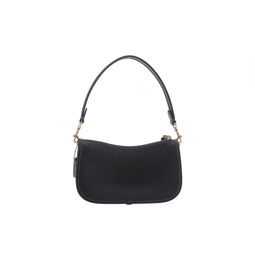 Coach Swinger 20 Solid Color Zipper Closure Leather Mahjong Bag Shoulder Tote Bag Small Women Bags Black C2643-B4BK