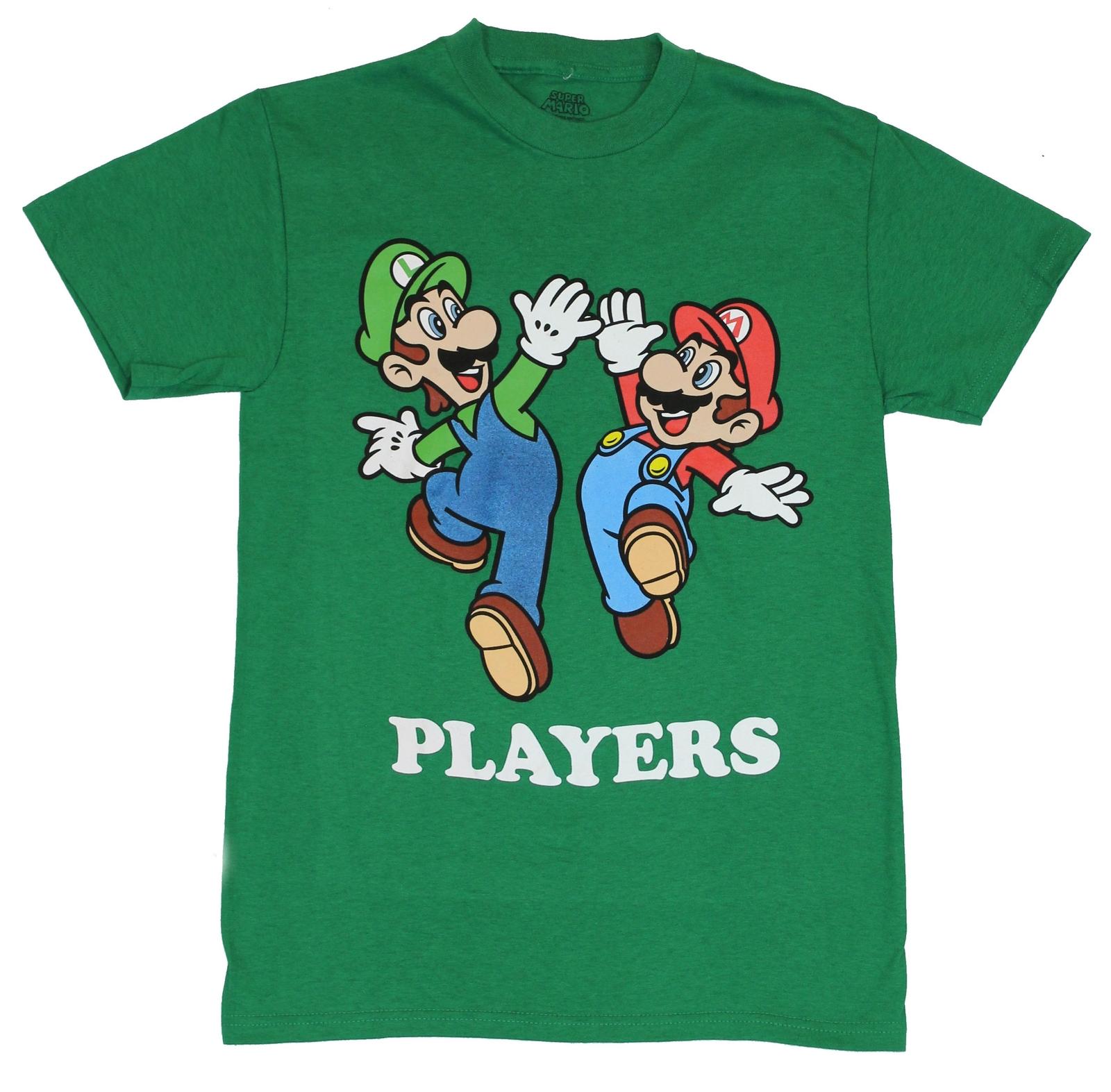 Super Mario Brothers Nintendo Mens T-shirt Players Luigi Mario High Five S