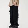 Herren Cargohose Reißverschlussdeko Locker Weites Bein Gerades Bein Mehrere Taschen Unifarben Volle Länge Kordelzug Elastischer Bund Streetwear M