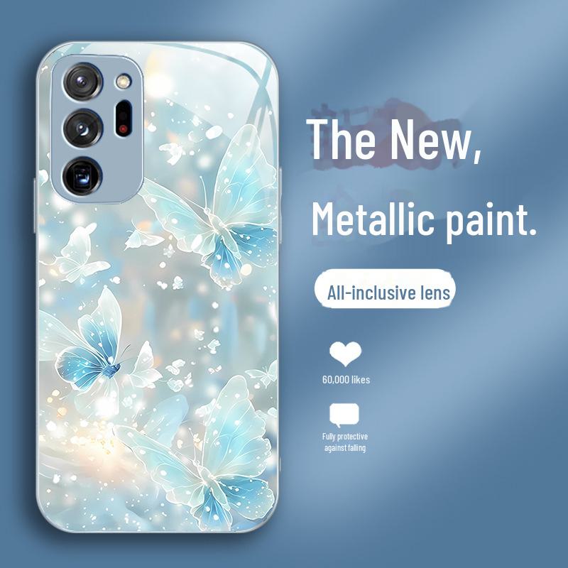 

Чехол из жидкого стекла для Samsung Galaxy Dream Butterfly Note8 Note9 — защита от падений, высокая ценность, усовершенствованная защита. Note 10 синий