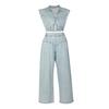 European and American Women's Sleeveless Denim Jeans Two-Piece Suit - Sexy, Loose, Straight Leg Summer Outfit