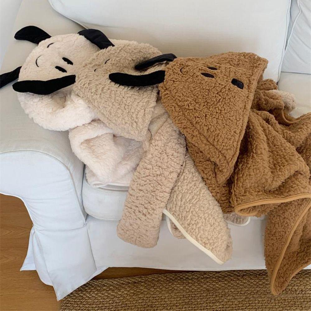 Soft Bear Hooded Blanket Fleece Material Blanket Shawl Winter Wearable Blanket  Living Room