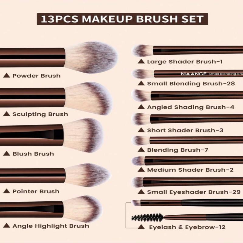 13Pcs Makeup Brush Set Foundation Concealer Powder Eyeshadow Blush Brush Kabuki Blending Cosmetic Beauty Tool For Face