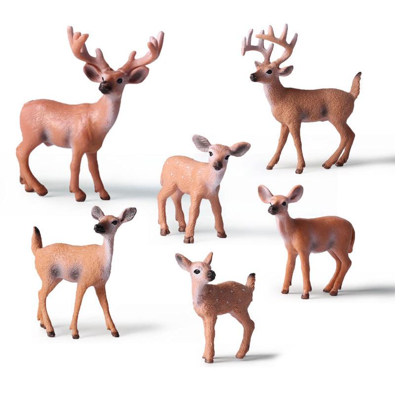 Home Party Decoration Static Decor Xmas Cute Deer Simulation Wild Animal Toy Set