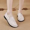 New Flat Women's Shoes Genuine Leather Casual Color-blocking Women's Singles Shoes Middle Mother's Shoes Large Size Shoes
