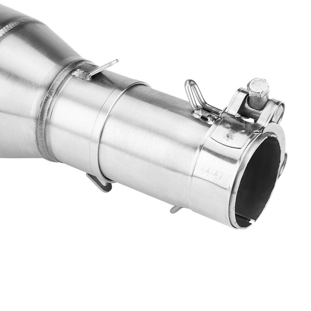 Aramox Exhaust Middle Link Pipe, Motorcycle Exhaust Pipe Exhaust Muffler