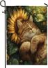 Spring Siberian Cat Garden Ags 12x18 Inch Double Sided for Outside, Sunower Leaf Kitten Standard Canvas Outdoor Ags, F