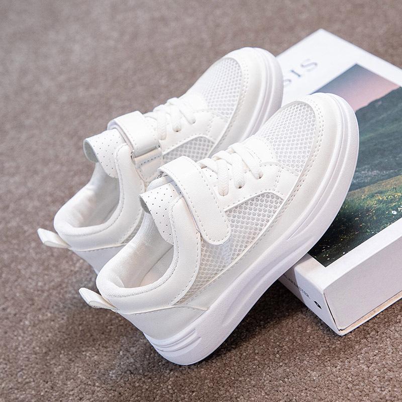 Kids Summer Breathable Mesh White Sneakers Unisex Soft Sole Casual Board Shoes For Big Children Versatile Sports Trainers