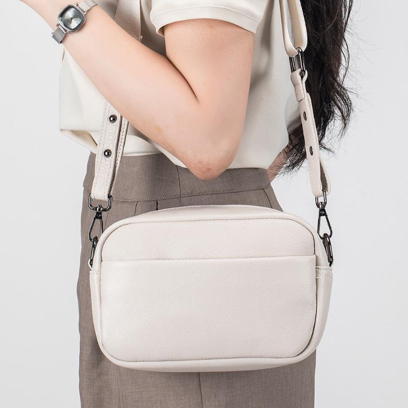 Leather Women's Bag New Trade Solid Color Messenger Bag Women's Versatile High-end Shoulder Bag Small Square Bag Large Capacity