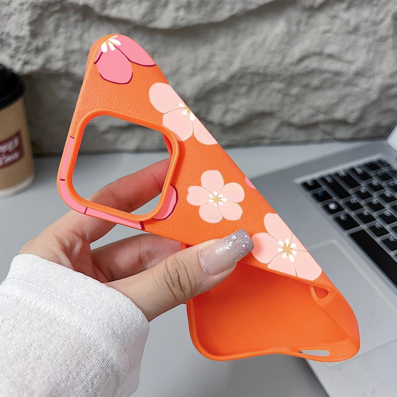 Custodia per Telefono in Silicone con Motivo Floreale Per iPhone 17 Pro Max 16 15 14 Pro Max 13 Pro Max 11 Cover Morbida Antiurto con Texture in Pelle