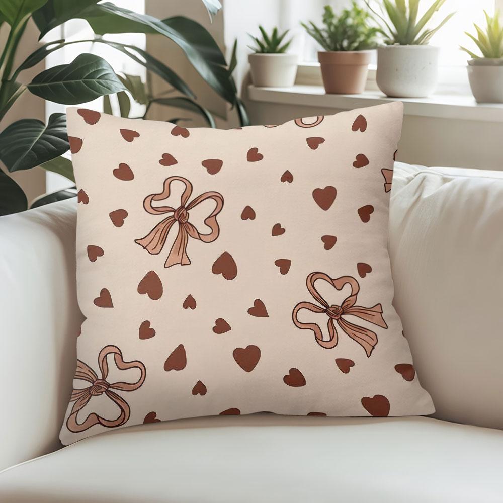 Blush Bow square Jacquard Pillow Cover for Sofa Office Waist Cushion Cover Home Decorative Pillowcase