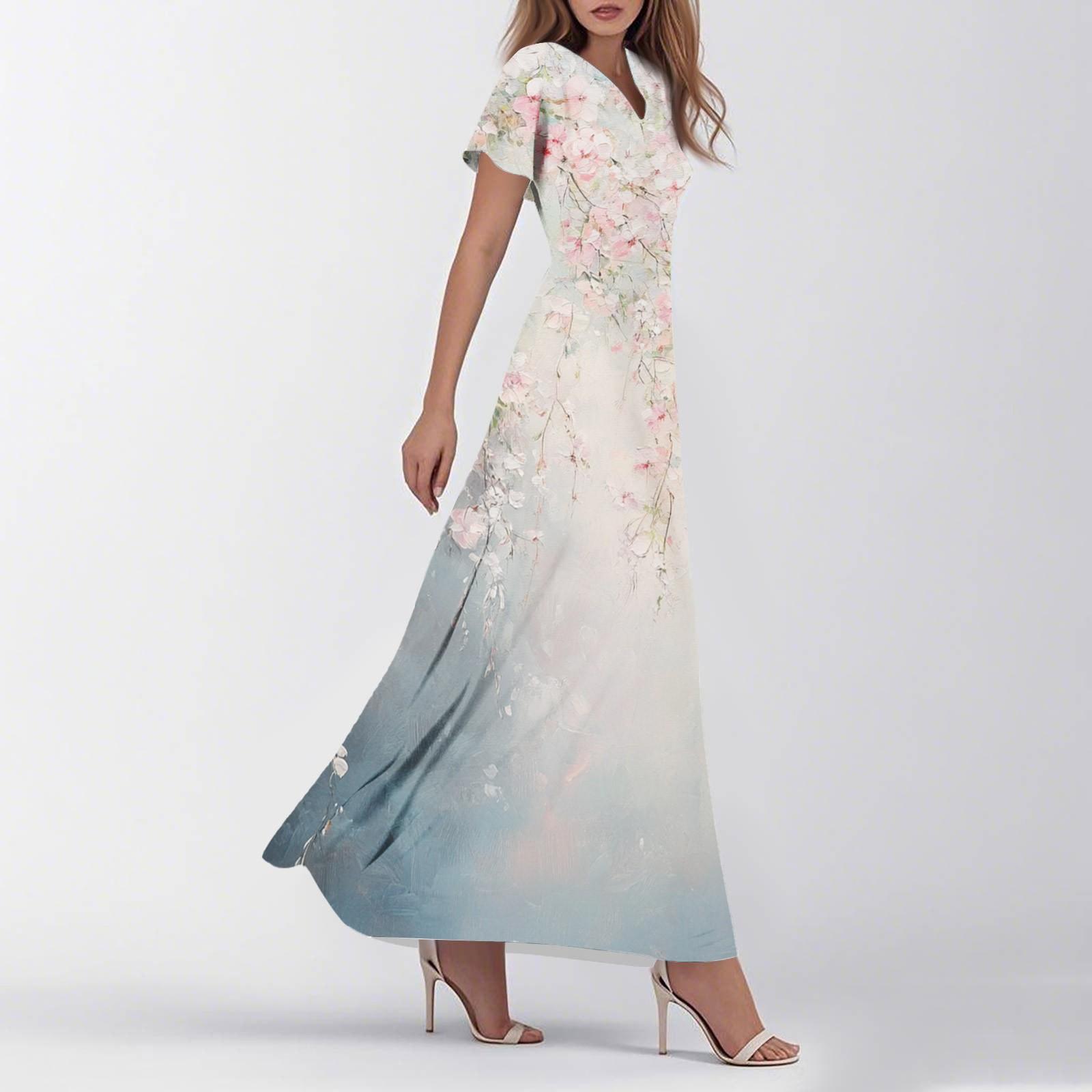 

Женское летнее повседневное модное ретро-платье с цветочным принтом и коротким рукавом L чёрный