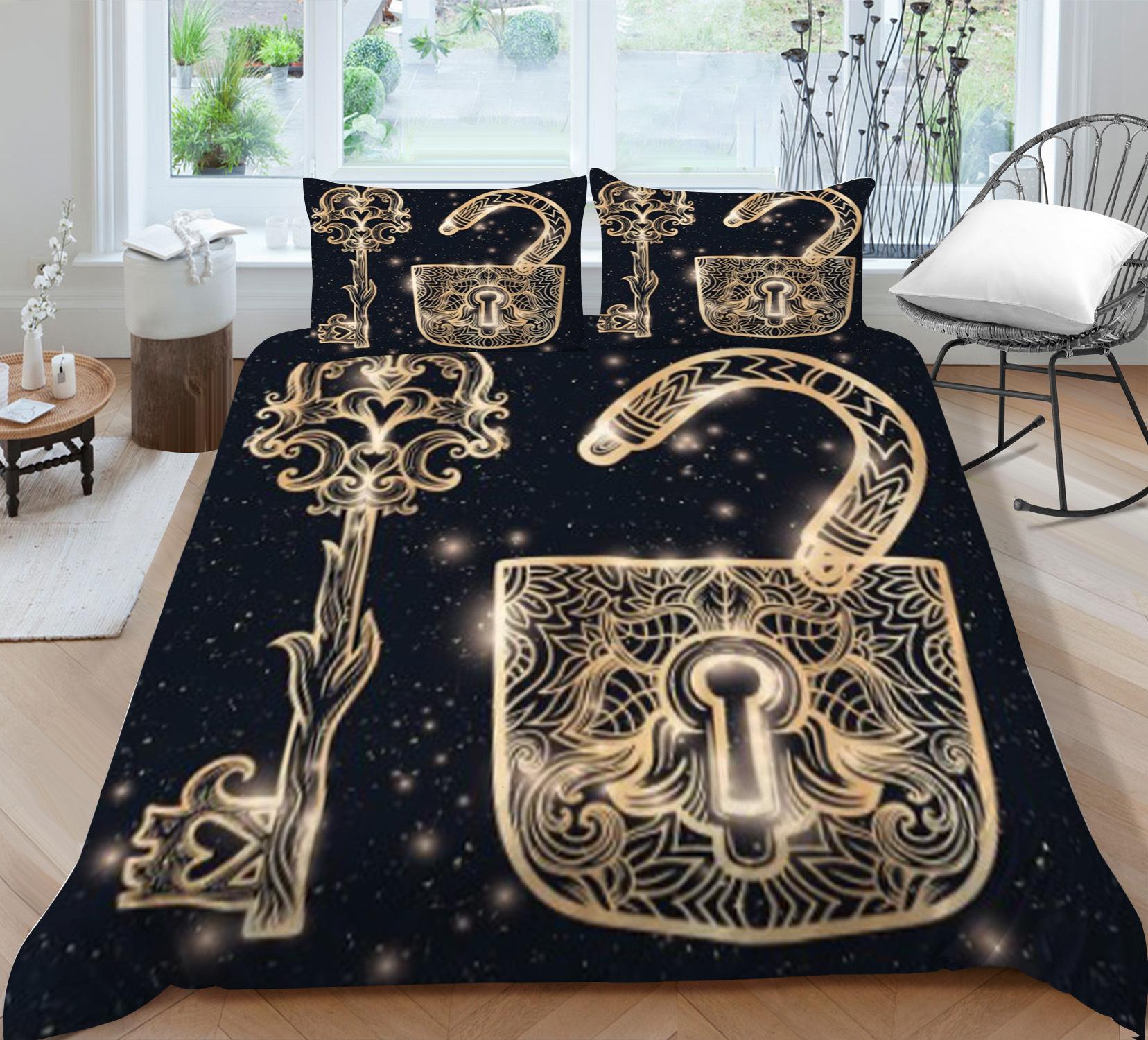 

Geometric Shape Quilt Cover Pillowcase Two Three Piece Set Polyester Abraded 3D Digital Printing 90*200