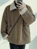 Herren Lammwolle Winterjacke, Samtgefütterter Wollmantel, Retro Amerikanischer Stil, Warme Streetwear Cool Reversjacke.