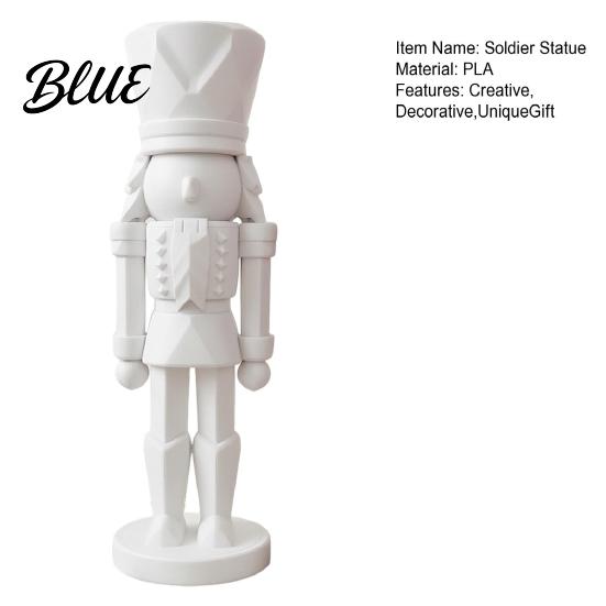 Modern Nutcracker Figure 3D Printed Soldier Statue Geometric Minimalist Figurine for Desk Luxury Home Tabletop Piece Shelf DIY Paintable Sculpture,