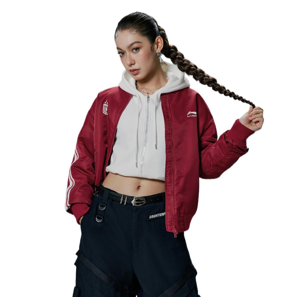 Li Ning Loose Fit Baseball Collar Cotton Jacket Unisex Jackets AJMV295-3