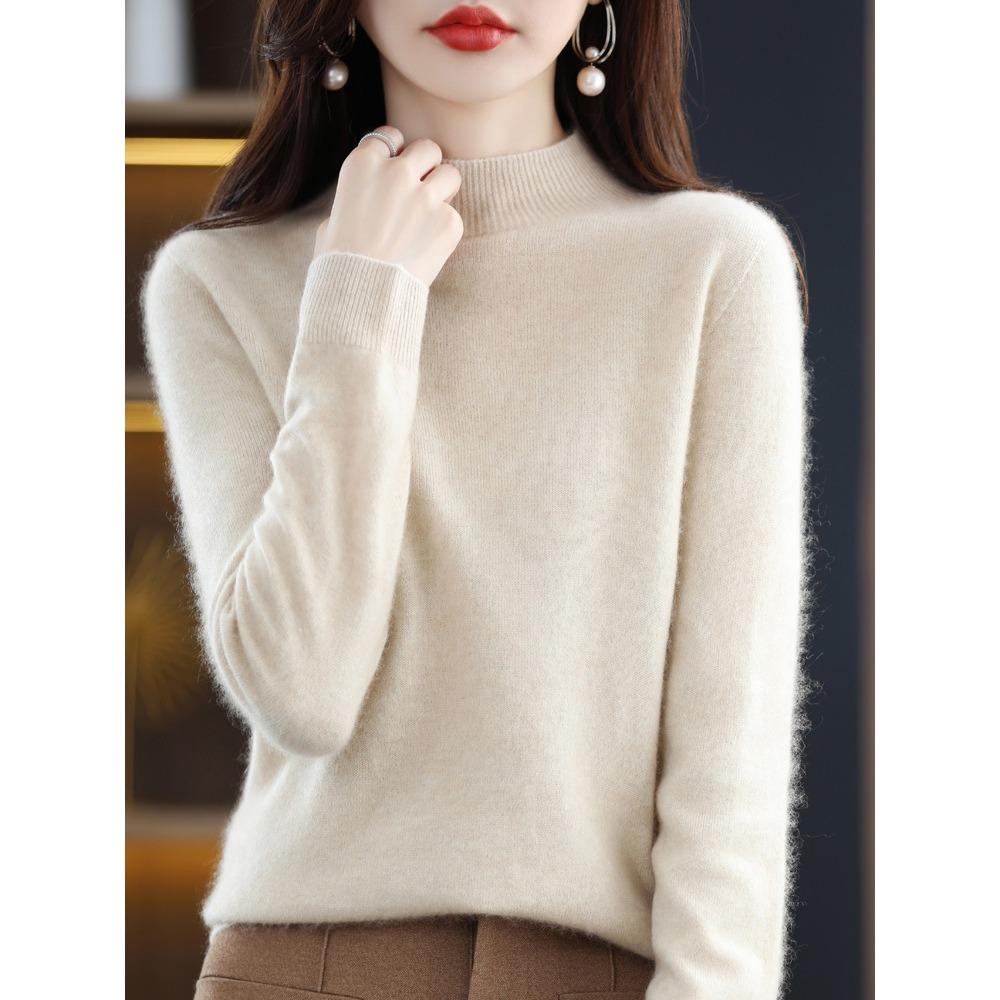 Maglione in lana merino e cashmere Maglione lavorato a maglia da donna Dolcevita Pullover a maniche lunghe Abbigliamento autunno inverno Maglioni caldi