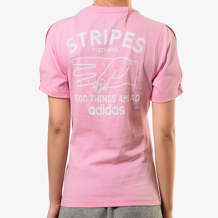 Adidas Casual Sports Training Crew Neck T-Shirt Women Tops Pink EA0330